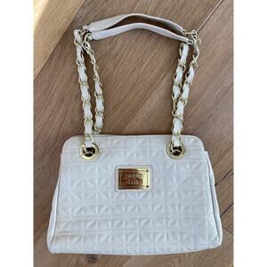 Nicole Miller Quilted Faux Leather Shoulder Bag With Chain Straps